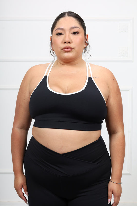 Top tiras bitono Negro