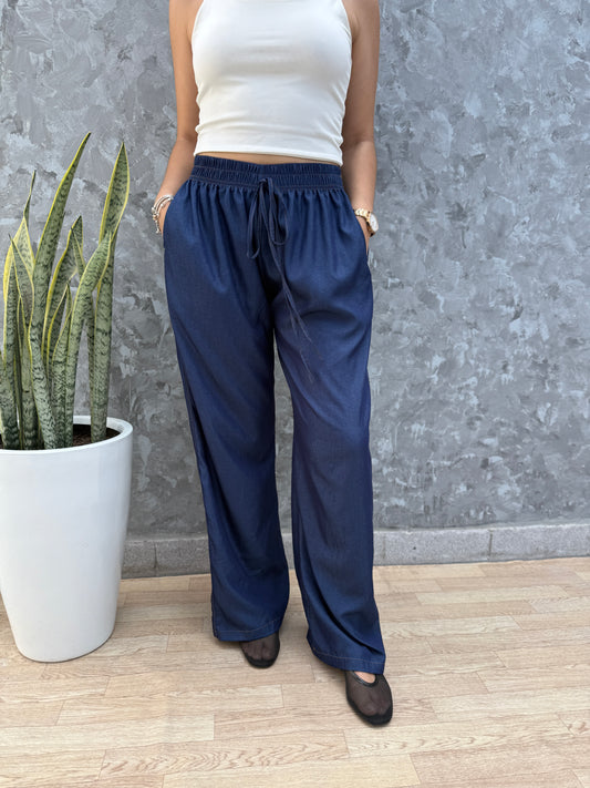 Palazzo Denim Azul Oscuro
