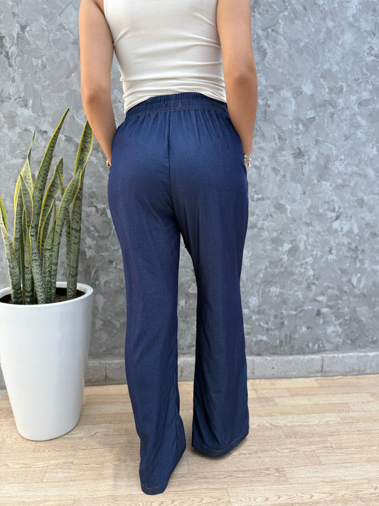 Palazzo Denim Azul Oscuro